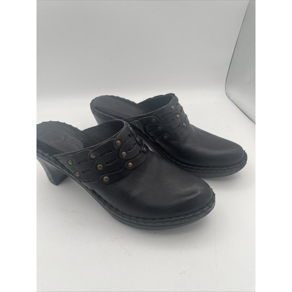 Frye‎ Boots American Women's Black Leather Mule Shoes Studded Clogs Western 9.5 - Picture 1 of 12